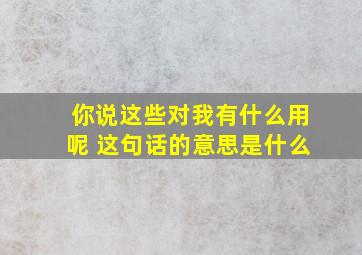 你说这些对我有什么用呢 这句话的意思是什么